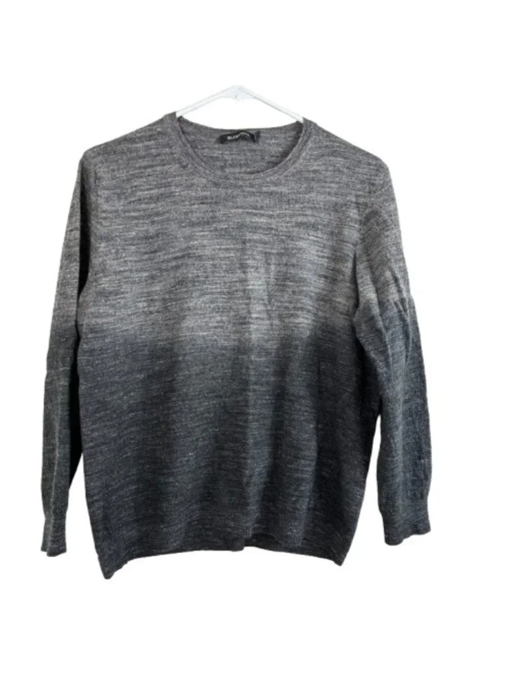 BUGATCHI Mens Made in Italy Grey Ombre Merino Wool Linen Blend Sweater XL